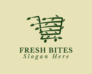 Pushcart - Organic Supermarket Cart logo design