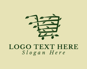Organic Supermarket Cart Logo