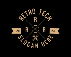 Retro Wrench Tool logo design