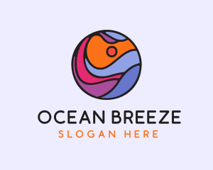 Sunset Ocean Wave logo design