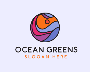 Sunset Ocean Wave logo design