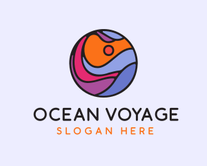 Sunset Ocean Wave logo design