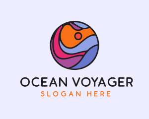 Sunset Ocean Wave logo design