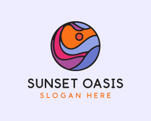Sunset Ocean Wave logo design