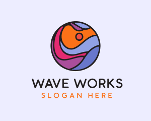 Sunset Ocean Wave logo design