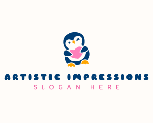 Penguin Bird Heart logo design