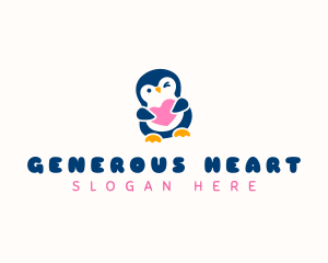 Penguin Bird Heart logo design