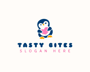 Kiddie - Penguin Bird Heart logo design
