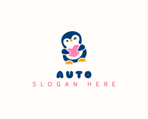 Stuffed - Penguin Bird Heart logo design