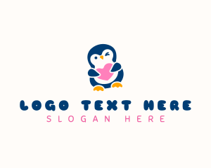 Drawing - Penguin Bird Heart logo design