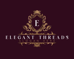 Elegant Flower Shield Crest logo design