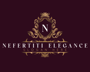 Elegant Flower Shield Crest logo design