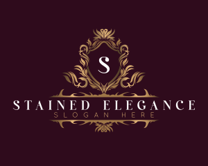 Elegant Flower Shield Crest logo design