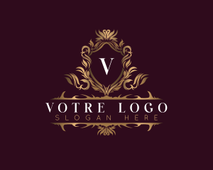 Vip - Elegant Flower Shield Crest logo design
