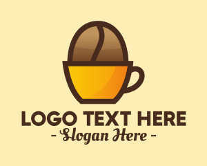 Brown Coffee Bean - Coffee Bean Cup logo design