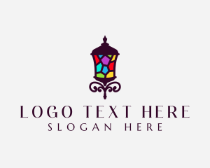 Glass Shop - Stained Glass Lamp logo design
