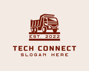 Vehicle - Maroon Dump Truck logo design