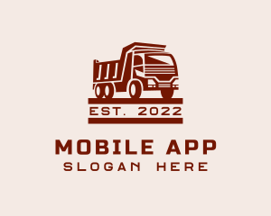 Haulage - Maroon Dump Truck logo design