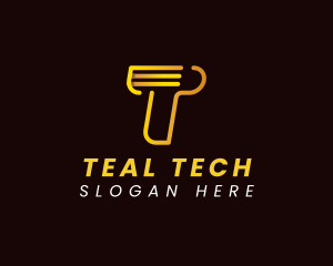 Cyber Tech App Letter T logo design