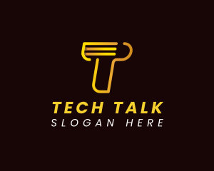 Cyber Tech App Letter T logo design