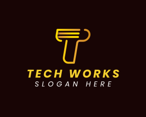 Cyber Tech App Letter T logo design