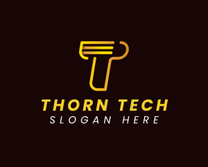 Cyber Tech App Letter T logo design