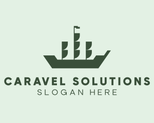 Maritime Caravel Ship logo design