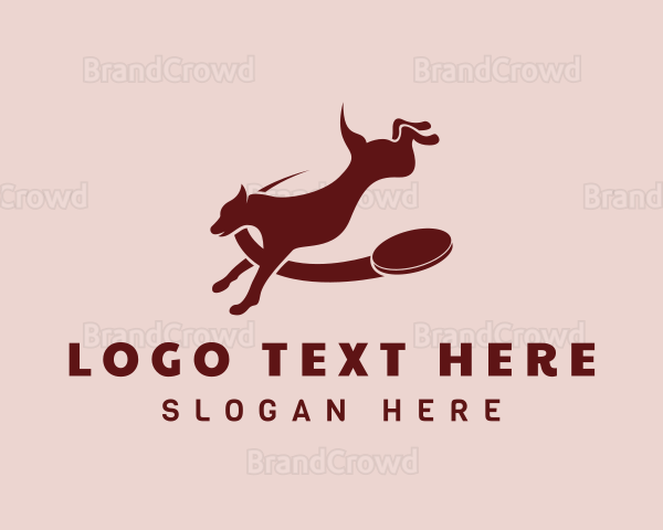 Frisbee Dog Animal Logo