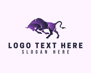 Bison - Purple Wild Buffalo logo design