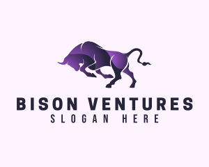 Purple Wild Buffalo logo design