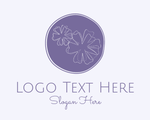 Seamstess - Purple Flower Embroidery logo design