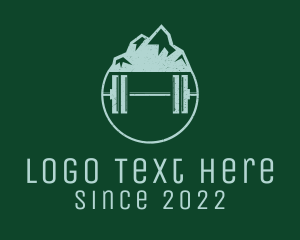 Barbell - Mountain Fitness Gym logo design