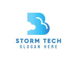 Storm - Blue Cloud Letter B logo design