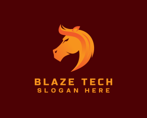 Fire Blaze Horse logo design