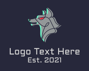 High Tech - Robot Wolf Monoline logo design
