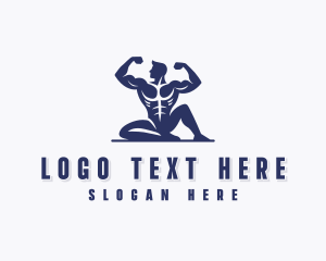 Weightlifting - Muscular Man Fitness logo design