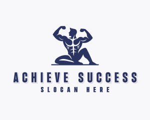 Muscular Man Fitness Logo