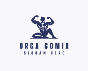 Muscular Man Fitness Logo