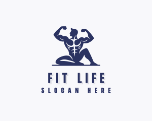 Muscular Man Fitness logo design