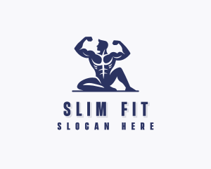 Muscular Man Fitness logo design