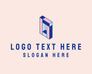 3d - Pastel Rectangle Block logo design