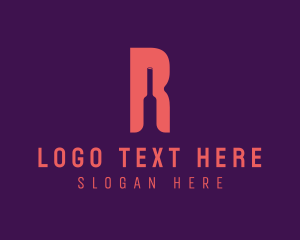 Red Wine - Wine Bottle Letter R logo design