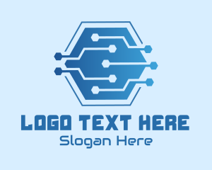 Telecommunication - Hexagonal Circuit Board logo design