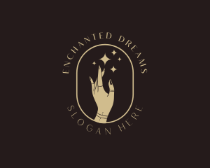 Enchanted - Mystical Hand Sparkle logo design