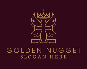 Golden Cross Wings Crown logo design