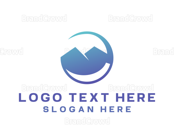 Gradient Blue Mountain Swoosh Logo