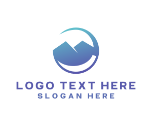 Vacation - Gradient Blue Mountain Swoosh logo design