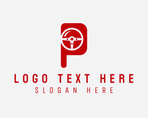 Transportation - Car Steering Wheel Letter P logo design