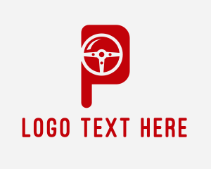 Steering Wheel - Car Steering Wheel Letter P logo design