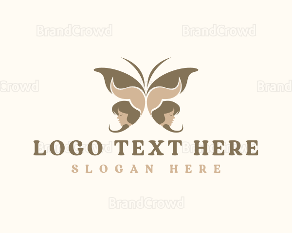 Woman Face Butterfly Logo